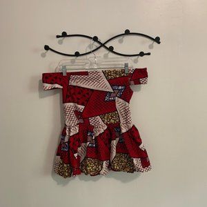 African Print Peplum Off -Shoulder Top (L'AVIYE)